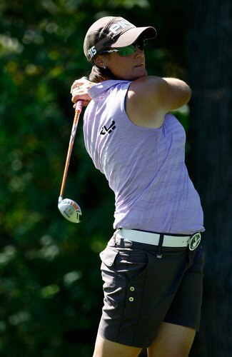 DANVILLE, CA - SEPTEMBER 26:  Maria Hjorth of Sweden tees off on the 8th hole during the third round of the CVS/pharmacy LPGA Challenge at Blackhawk Country Club on September 26, 2009 in Danville, California.  <br /><br /><span class="help">(Photo by Jonathan Ferrey/Getty Images)</span>