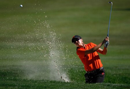 DANVILLE, CA - SEPTEMBER 26:  Sophie Gustafson of Sweden hits out of the bunker on the 3rd hole during the third round of the CVS/pharmacy LPGA Challenge at Blackhawk Country Club on September 26, 2009 in Danville, California.  <br /><br /><span class="help">(Photo by Jonathan Ferrey/Getty Images)</span>