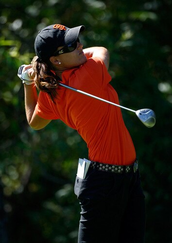 DANVILLE, CA - SEPTEMBER 26:  Sophie Gustafson of Sweden tees off on the 8th hole during the third round of the CVS/pharmacy LPGA Challenge at Blackhawk Country Club on September 26, 2009 in Danville, California.  <br /><br /><span class="help">(Photo by Jonathan Ferrey/Getty Images)</span>