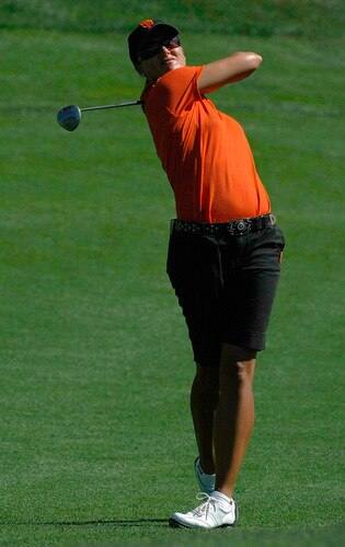 DANVILLE, CA - SEPTEMBER 26:  Sophie Gustafson of Sweden hits her second shot on the 3rd hole during the third round of the CVS/pharmacy LPGA Challenge at Blackhawk Country Club on September 26, 2009 in Danville, California.  <br /><br /><span class="help">(Photo by Jonathan Ferrey/Getty Images)</span>