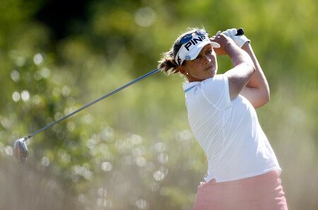 DANVILLE, CA - SEPTEMBER 26:  Angela Stanford tees off on the 3rd hole during the third round of the CVS/pharmacy LPGA Challenge at Blackhawk Country Club on September 26, 2009 in Danville, California.  <br /><br /><span class="help">(Photo by Jonathan Ferrey/Getty Images)</span>