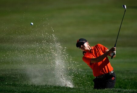 DANVILLE, CA - SEPTEMBER 26:  Sophie Gustafson of Sweden hits out of the bunker on the 3rd hole during the third round of the CVS/pharmacy LPGA Challenge at Blackhawk Country Club on September 26, 2009 in Danville, California.  <br /><br /><span class="help">(Photo by Jonathan Ferrey/Getty Images)</span>