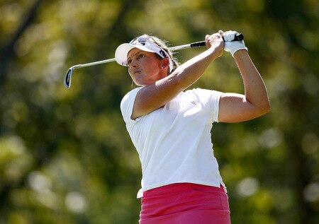 DANVILLE, CA - SEPTEMBER 26:  Angela Stanford tees off on the 7th hole during the third round of the CVS/pharmacy LPGA Challenge at Blackhawk Country Club on September 26, 2009 in Danville, California.  <br /><br /><span class="help">(Photo by Jonathan Ferrey/Getty Images)</span>