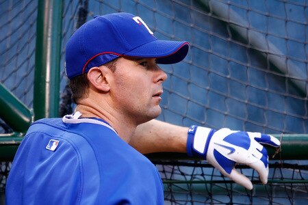 ANAHEIM, CA - SEPTEMBER 29:  Michael Young #10 of the Texas Rangers looks on prior to the game against the Los Angeles Angels of Anaheim at Angel Stadium on September 29, 2009 in Anaheim, California.  <br /><br /><span class="help">(Photo by Jeff Gross/Getty Images)</span>
