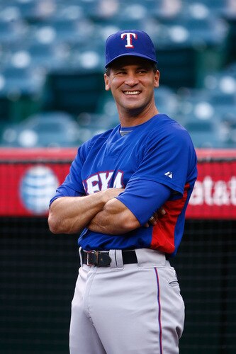 ANAHEIM, CA - SEPTEMBER 29:  Omar Vizquel #13 of the Texas Rangers looks on prior to the game against the Los Angeles Angels of Anaheim at Angel Stadium on September 29, 2009 in Anaheim, California.  <br /><br /><span class="help">(Photo by Jeff Gross/Getty Images)</span>