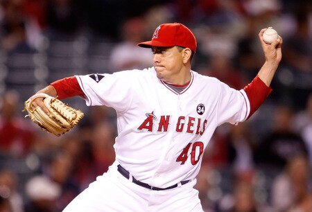 ANAHEIM, CA - SEPTEMBER 29:  Brian Fuentes #40 of the Los Angeles Angels of Anaheim pitches against the Texas Rangers in the ninth inning at Angel Stadium on September 29, 2009 in Anaheim, California. The Angels defeated the Rangers 5-2.  <br /><br /><span class="help">(Photo by Jeff Gross/Getty Images)</span>
