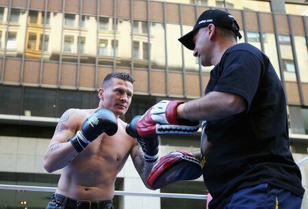 SYDNEY, AUSTRALIA - OCTOBER 01:  Boxer Danny Green punches during a demonstration sparring session during a Danny Green Media Opportunity at Martin Place on October 1, 2009 in Sydney, Australia. Green will be fighting Roy Jones Jnr of the United States of Amerian for the IBO World Title on December 2, 2009. <br /><br /><span class="help">(Photo by Cameron Spencer/Getty Images)</span>