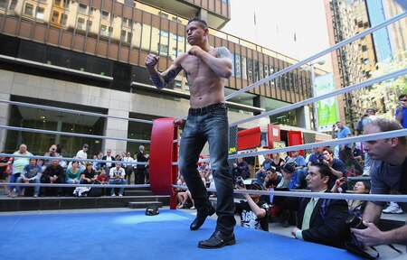 SYDNEY, AUSTRALIA - OCTOBER 01:  Boxer Danny Green warms up for a demonstration sparring session during a Danny Green Media Opportunity at Martin Place on October 1, 2009 in Sydney, Australia. Green will be fighting Roy Jones Jnr of the United States of Amerian for the IBO World Title on December 2, 2009. <br /><br /><span class="help">(Photo by Cameron Spencer/Getty Images)</span>