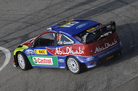 SALOU, SPAIN - OCTOBER 01:  Khalid Al Qassimi of United Arabian Emirates and Michael Orr of Great Britain compete in their BP Abu Dhabi Ford Focus during the Shakedown of the WRC Rally de Espana on October 1, 2009 in Salou, Spain. <br /><br /><span class="help">(Photo by Massimo Bettiol/Getty Images)</span>