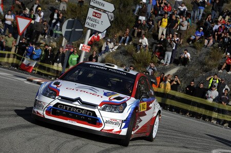 SALOU, SPAIN - OCTOBER 01:  Evgeny Novikov of Russia and  Stephane Prevot of Belgium compete in their Citroen C 4 Junior Team during the Shakedown of the WRC Rally de Espana on October 1, 2009 in Salou, Spain. <br /><br /><span class="help">(Photo by Massimo Bettiol/Getty Images)</span>