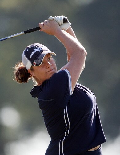PRATTVILLE, AL - OCTOBER 1:  Jessica Shepley of Canada watches her drive from the 18th tee during first round play in the Navistar LPGA Classic at the Robert Trent Jones Golf Trail at Capitol Hill on October 1, 2009 in  Prattville, Alabama.  <br /><br /><span class="help">(Photo by Dave Martin/Getty Images)</span>