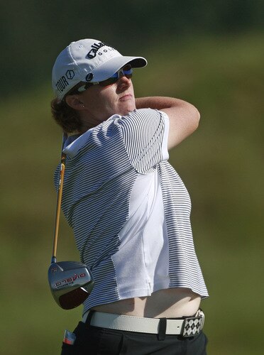 PRATTVILLE, AL - OCTOBER 01:  Lisa Strom tees off on the 18th hole during first round play in the Navistar LPGA Classic at the Robert Trent Jones Golf Trail at Capitol Hill on October 1, 2009 in  Prattville, Alabama.  <br /><br /><span class="help">(Photo by Dave Martin/Getty Images)</span>