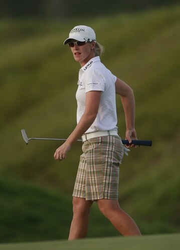 PRATTVILLE, AL - OCTOBER 1:  Janice Moodie of Scotland looks at her putt on the 9th green during first round play in the Navistar LPGA Classic at the Robert Trent Jones Golf Trail at Capitol Hill on October 1, 2009 in  Prattville, Alabama.  <br /><br /><span class="help">(Photo by Dave Martin/Getty Images)</span>
