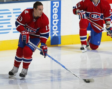 TORONTO - OCTOBER 1:  Mike Cammalleri #13 of the Montreal Canadiens skates in the warm-up prior to playing the Toronto Maple Leafs in the Maple Leafs home opener on October 1, 2009 at the Air Canada Centre in Toronto, Ontario, Canada.  <br /><br /><span class="help">(Photo by Claus Andersen/Getty Images)</span>