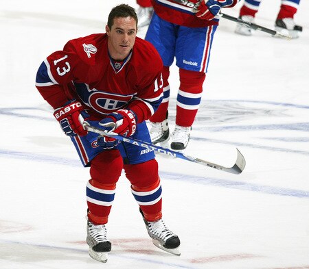 TORONTO - OCTOBER 1:  Mike Cammallari #13 of the Montreal Canadiens skates in the warm-up prior to playing the Toronto Maple Leafs in the Maple Leafs home opener on October 1, 2009 at the Air Canada Centre in Toronto, Ontario, Canada.  <br /><br /><span class="help">(Photo by Claus Andersen/Getty Images)</span>