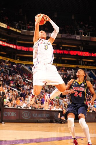 PHOENIX - OCTOBER 1: Diana Taurasi #3 of the Phoenix Mercury drives for a shot against the Indiana Fever in Game Two of the WNBA Finals on October 1, 2009 at U.S. Airways Center in Phoenix, Arizona. <br /><br /><span class="help">(Photo by Barry Gossage/NBAE via Getty Images)</span>