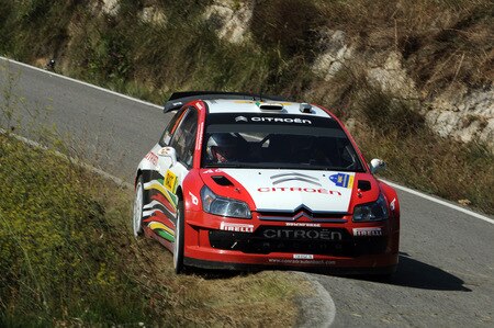 SALOU, SPAIN - OCTOBER 02:  Conrad Rautenbach of Zimbabwe and Daniel Barritt of Great Britain compete in their Citroen C 4 Junior Team during Leg 1 of the WRC Rally de Espana on October 02  in Salou, Spain  <br /><br /><span class="help">(Photo by Massimo Bettiol/Getty Images)</span>
