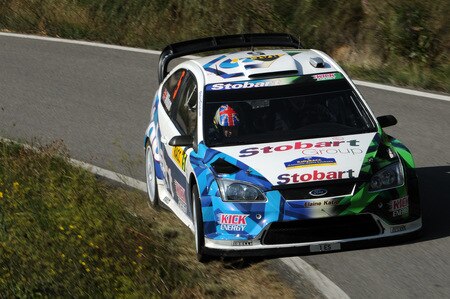 SALOU, SPAIN - OCTOBER 02:  Matthew Wilson of Great Britain and Scott Martin of Great Britain compete in their VK Stobart Ford Focus during Leg 1 of the WRC Rally de Espana on October 02  in Salou, Spain  <br /><br /><span class="help">(Photo by Massimo Bettiol/Getty Images)</span>