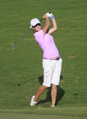 PRATTVILLE, AL - OCTOBER 2:  Giulia Sergas of Italy watches her shot to the ninth hole during second round play in the Navistar LPGA Classic at the Robert Trent Jones Golf Trail at Capitol Hill on October 2, 2009 in  Prattville, Alabama.  <br /><br /><span class="help">(Photo by Dave Martin/Getty Images)</span>