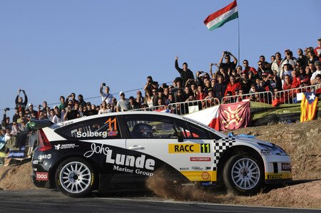 SALOU, SPAIN - OCTOBER 03:  Petter Solberg of Norway  and Phill Mills of Great Britain compete in their Citroen C 4 during Leg 2 of the WRC Rally de Espana on October 03  in Salou, Spain  <br /><br /><span class="help">(Photo by Massimo Bettiol/Getty Images)</span>