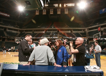 INDIANAPOLIS - OCTOBER 3: Lin Dunn, head coach of the Indiana Fever speaks with the media during practice prior to Games Three of the WNBA Finals at Conseco Fieldhouse on October 3, 2009 in Indianapolis, Indiana.  <br /><br /><span class="help">(Photo by Ron Hoskins/NBAE via Getty Images)</span>