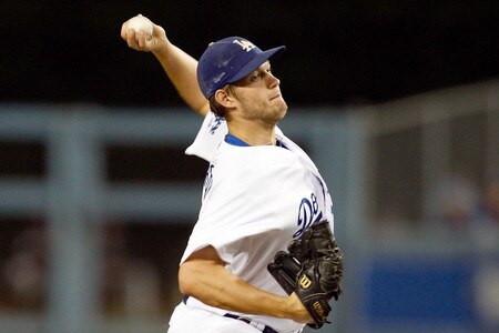 LOS ANGELES, CA - OCTOBER 03: Clayton Kershaw #22 of the Los Angeles Dodgers pitches against the Colorodo Rockies on October 3, 2009 in Los Angeles, California. <br /><br /><span class="help">(Photo by Jacob de Golish/Getty Images)</span>