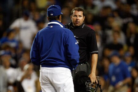 LOS ANGELES, CA - OCTOBER 03: Manager Joe Torre #6 of the Los Angeles Dodgers arugues with the umpire during the game against the Colorado Rockies on October 3, 2009 in Los Angeles, California. <br /><br /><span class="help">(Photo by Jacob de Golish/Getty Images)</span>