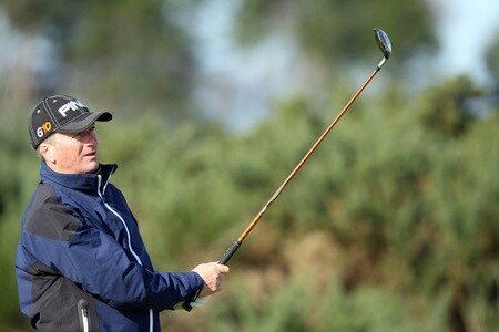 CARNOUSTIE, SCOTLAND - OCTOBER 04:  Steve Waugh of Australia tees off at the 15th hole during the third round of the Alfred Dunhill Links Championship at Carnoustie, on October 4, 2009 in Kingsbarns, Scotland. The third round was postponed on saturday due to gale force winds.  <br /><br /><span class="help">(Photo by David Cannon/Getty Images)</span>