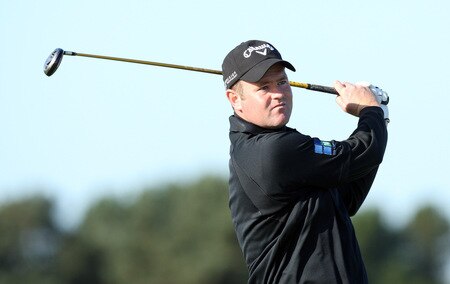 CARNOUSTIE, SCOTLAND - OCTOBER 04:  Alastair Forsyth of Scotland plays his tee shot at the 14th hole during the third round of the Alfred Dunhill Links Championship at Carnoustie, on October 4, 2009 in Kingsbarns, Scotland. The third round was postponed on saturday due to gale force winds.  <br /><br /><span class="help">(Photo by David Cannon/Getty Images)</span>
