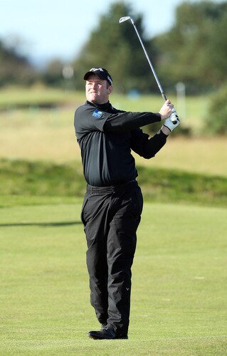 CARNOUSTIE, SCOTLAND - OCTOBER 04:  Alastair Forsyth of Scotland plays his second shot at the 14th hole during the third round of the Alfred Dunhill Links Championship at Carnoustie, on October 4, 2009 in Kingsbarns, Scotland. The third round was postponed on saturday due to gale force winds.  <br /><br /><span class="help">(Photo by David Cannon/Getty Images)</span>