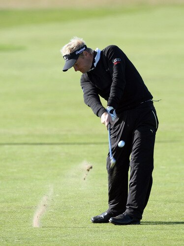 CARNOUSTIE, SCOTLAND - OCTOBER 04:  Soren Kjeldsen of Denmark plays his second shot at the 15th hole during the third round of the Alfred Dunhill Links Championship at Carnoustie Golf Links on October 4, 2009 in Carnoustie, Scotland. The third round was postponed on saturday due to gale force winds.  <br /><br /><span class="help">(Photo by David Cannon/Getty Images)</span>