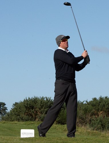 CARNOUSTIE, SCOTLAND - OCTOBER 04:  Shane Warne of Australia on the tee at the 15th hole during the third round of the Alfred Dunhill Links Championship at Carnoustie Golf Links on October 4, 2009 in Carnoustie, Scotland. The third round was postponed on saturday due to gale force winds.  <br /><br /><span class="help">(Photo by David Cannon/Getty Images)</span>