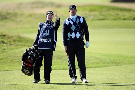 CARNOUSTIE, SCOTLAND - OCTOBER 04:  Peter Hanson of Sweden plays his second shot at the 15th hole during the third round of the Alfred Dunhill Links Championship at Carnoustie Golf Links on October 4, 2009 in Carnoustie, Scotland. The third round was postponed on saturday due to gale force winds.  <br /><br /><span class="help">(Photo by David Cannon/Getty Images)</span>