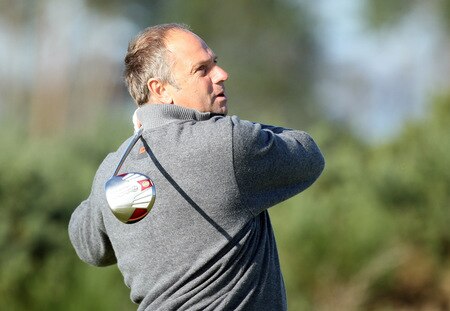 CARNOUSTIE, SCOTLAND - OCTOBER 04:  Sir Steve Redgrave of England plays his tee shot at the 14th hole during the third round of the Alfred Dunhill Links Championship at Carnoustie Golf Links on October 4, 2009 in Carnoustie, Scotland. The third round was postponed on saturday due to gale force winds.  <br /><br /><span class="help">(Photo by David Cannon/Getty Images)</span>