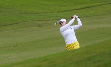 PRATTVILLE, AL - OCTOBER 4:  Morgan Pressel hits to the ninth green during final round play in the Navistar LPGA Classic at the Robert Trent Jones Golf Trail at Capitol Hill on October 4, 2009 in  Prattville, Alabama.  <br /><br /><span class="help">(Photo by Dave Martin/Getty Images)</span>