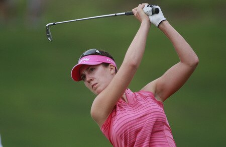 PRATTVILLE, AL - OCTOBER 4:  Sandra Gal of Germany hits her tee shot on the second hole during final round play in the Navistar LPGA Classic at the Robert Trent Jones Golf Trail at Capitol Hill on October 4, 2009 in  Prattville, Alabama.  <br /><br /><span class="help">(Photo by Dave Martin/Getty Images)</span>