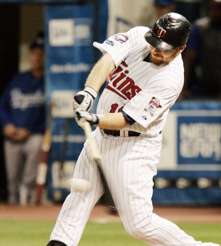 MINNEAPOLIS, MN - OCTOBER 4: Jason Kubel #16 of the Minnesota Twins hits his a three-run home run against the Kansas City Royals in the third inning at Hubert H. Humphrey Metrodome on October 4, 2009 in Minneapolis, Minnesota.  Kubel also hit a three-run home run in the first inning during the Twins' last regular season game at the Dome. <br /><br /><span class="help">(Photo by Genevieve Ross/Getty Images)</span>