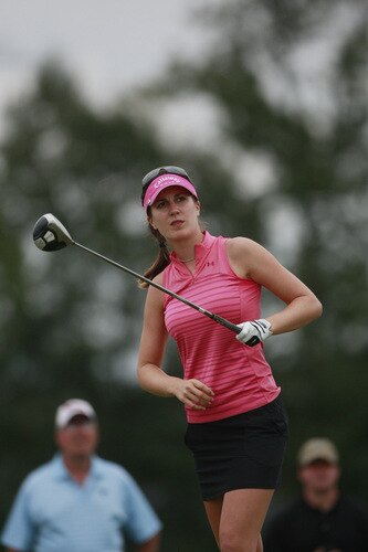 PRATTVILLE, AL - OCTOBER 4:  Sandra Gal of Germany watches her drive from the 11th tee during final round play in the Navistar LPGA Classic at the Robert Trent Jones Golf Trail at Capitol Hill on October 4, 2009 in  Prattville, Alabama.  <br /><br /><span class="help">(Photo by Dave Martin/Getty Images)</span>