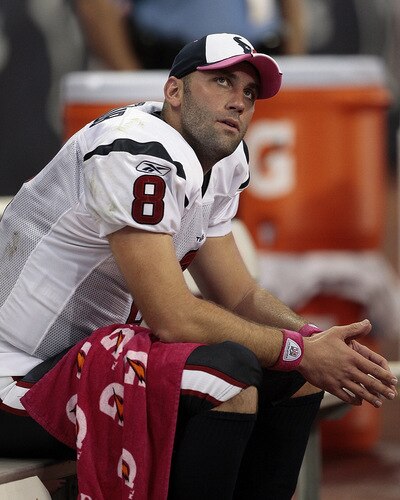 HOUSTON - OCTOBER 04:  Quarterback Matt Schaub #8 of the Houston Texans looks a the scoreboard from the bench at Reliant Stadium on October 4, 2009 in Houston, Texas.  <br /><br /><span class="help">(Photo by Bob Levey/Getty Images)</span>
