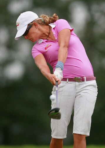 PRATTVILLE, AL - OCTOBER 4:  Giulia Sergas of Italy hits her drive from the 11th tee during final round play in the Navistar LPGA Classic at the Robert Trent Jones Golf Trail at Capitol Hill on October 4, 2009 in  Prattville, Alabama.  <br /><br /><span class="help">(Photo by Dave Martin/Getty Images)</span>