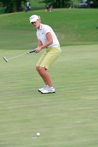 PRATTVILLE, AL - OCTOBER 4:  Janice Moodie of Scotland watches her birdie putt slide by the tenth hole during final round play in the Navistar LPGA Classic at the Robert Trent Jones Golf Trail at Capitol Hill on October 4, 2009 in  Prattville, Alabama.  <br /><br /><span class="help">(Photo by Dave Martin/Getty Images)</span>