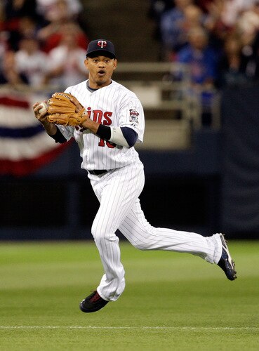 MINNEAPOLIS - OCTOBER 06:  Shortstop Orlando Cabrera #18 of the Minnesota Twins looks toward first after fielding a ground ball during the American League Tiebreaker game against the Detroit Tigers on October 6, 2009 at Hubert H. Humphrey Metrodome in Minneapolis, Minnesota.  <br /><br /><span class="help">(Photo by Jamie Squire/Getty Images)</span>