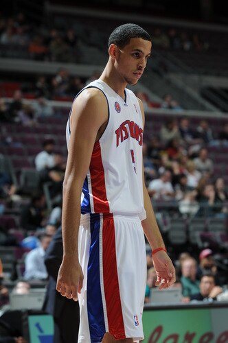 AUBURN HILLS, MI - OCTOBER 5:  Austin Daye #5 of the Detroit Pistons during a game against the Miami Heat in a preseason game at the Palace of Auburn Hills on October 5, 2009 in Auburn Hills, Michigan.  <br /><br /><span class="help">(Photo by D. Lippitt/Einstein/NBAE via Getty Images)</span>