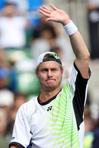 TOKYO - OCTOBER 09:  Lleyton Hewitt of Australia greets the fans after playing his match against Edouard Roger-Vasselin of France during day five of the Rakuten Open Tennis tournament at Ariake Colosseum on October 9, 2009 in Tokyo, Japan.  <br /><br /><span class="help">(Photo by Junko Kimura/Getty Images)</span>