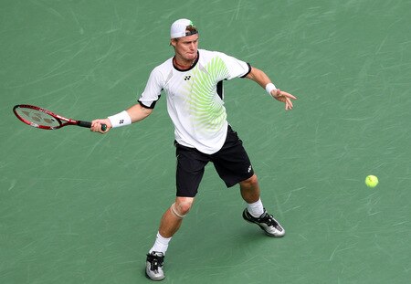 TOKYO - OCTOBER 09:  Lleyton Hewitt of Australia plays a forehand in his match against Edouard Roger-Vasselin of France during day five of the Rakuten Open Tennis tournament at Ariake Colosseum on October 9, 2009 in Tokyo, Japan.  <br /><br /><span class="help">(Photo by Junko Kimura/Getty Images)</span>