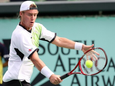 TOKYO - OCTOBER 09:  Lleyton Hewitt of plays a backhand in his match against Edouard Roger-Vasselin of France during day five of the Rakuten Open Tennis tournament at Ariake Colosseum on October 9, 2009 in Tokyo, Japan.  <br /><br /><span class="help">(Photo by Junko Kimura/Getty Images)</span>