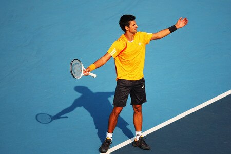 BEIJING - OCTOBER 09:  Novak Djokovic of Serbia misses a shot against Fernando Verdasco of Spain in the quarter-finals during day eight of the 2009 China Open at the National Tennis Centre on October 9, 2009 in Beijing, China.  <br /><br /><span class="help">(Photo by Feng Li/Getty Images)</span>