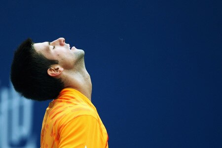 BEIJING - OCTOBER 09:  Novak Djokovic of Serbia misses a shot against Fernando Verdasco of Spain in the quarter-finals during day eight of the 2009 China Open at the National Tennis Centre on October 9, 2009 in Beijing, China.  <br /><br /><span class="help">(Photo by Feng Li/Getty Images)</span>