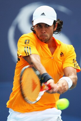 BEIJING - OCTOBER 09:  Fernando Verdasco of Spain returns a shot against Novak Djokovic of Serbia in the quarter-finals during day eight of the 2009 China Open at the National Tennis Centre on October 9, 2009 in Beijing, China.  <br /><br /><span class="help">(Photo by Feng Li/Getty Images)</span>