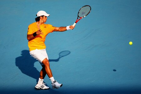BEIJING - OCTOBER 09:  Fernando Verdasco of Spain returns a shot against Novak Djokovic of Serbia in the quarter-finals during day eight of the 2009 China Open at the National Tennis Centre on October 9, 2009 in Beijing, China.  <br /><br /><span class="help">(Photo by Feng Li/Getty Images)</span>